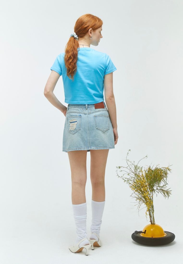 W Classic Logo Crop Tee Sky Blue