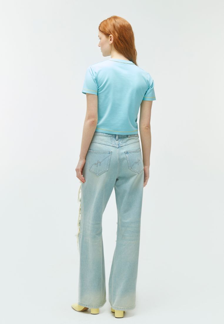 W Classic Logo Baby Crop Sky Blue