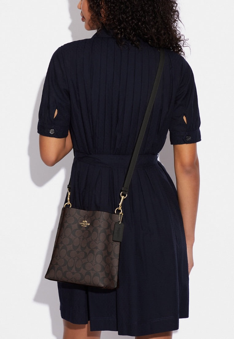Mollie Bucket Bag 22 In Signature Canvas Brown Black