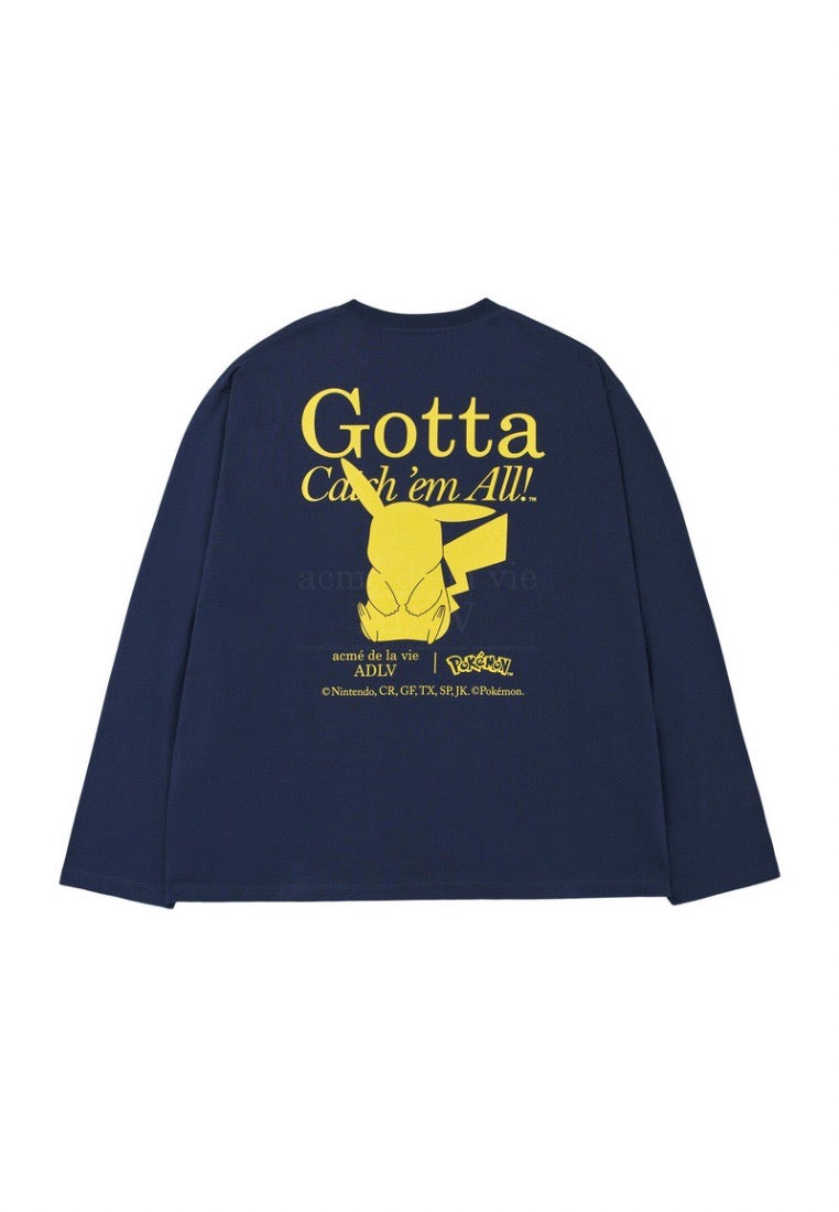 Pokémon GOTTA PIKACHU Long Sleeve T-Shirt Navy