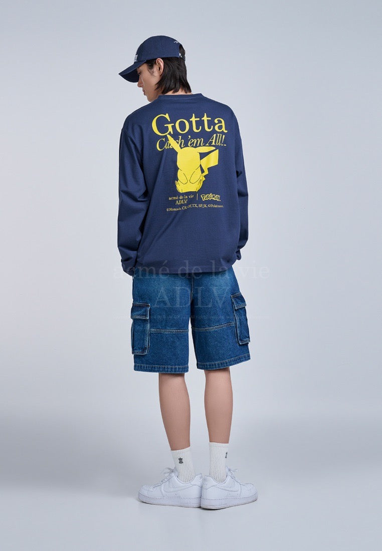Pokémon GOTTA PIKACHU Long Sleeve T-Shirt Navy