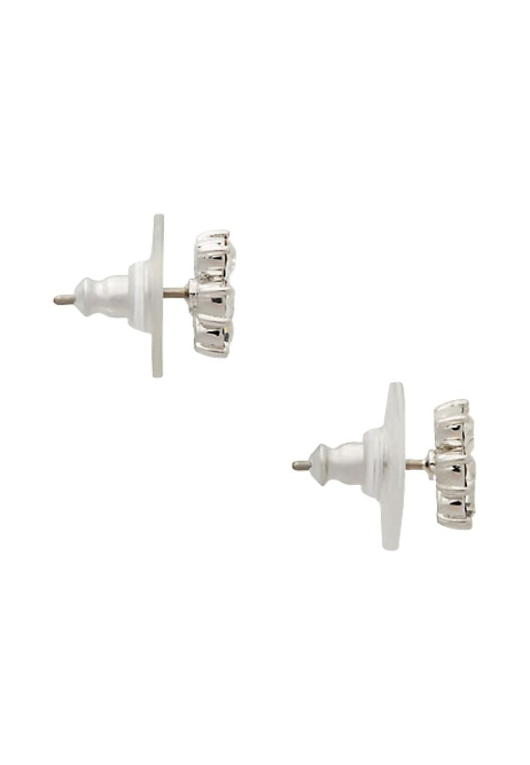 Flower Studs Clear Silver