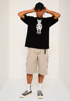 Embroidery Mono Figure T-Shirt Black