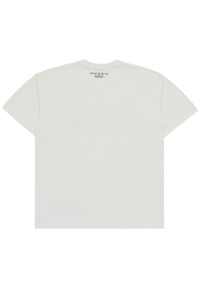 Mini Baby Face Purple Dinosaur Short Sleeve T-Shirt Cream