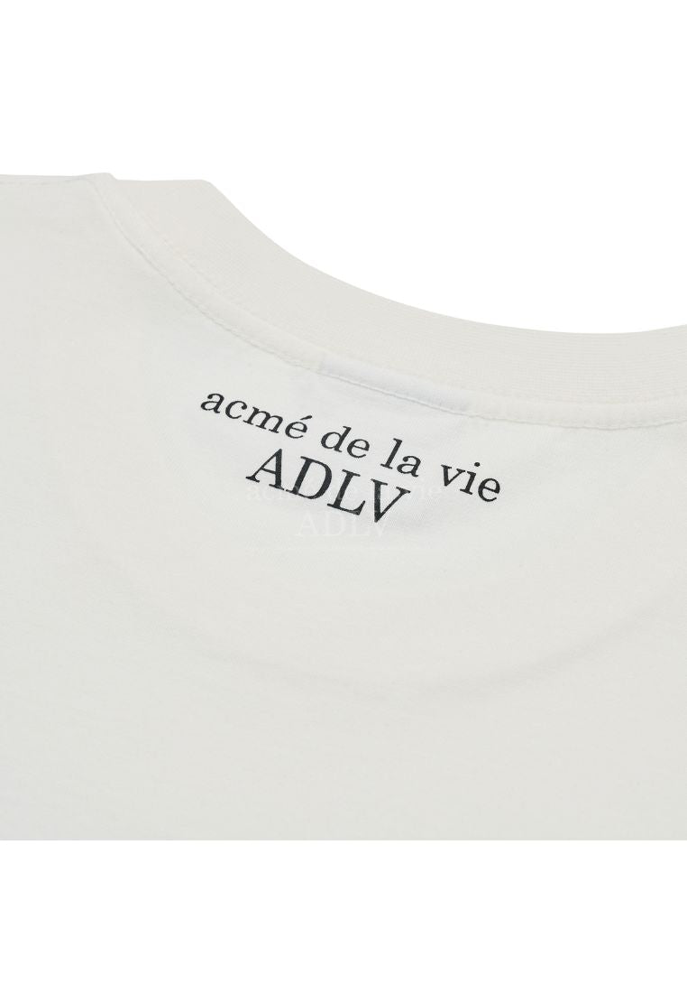 Mini Baby Face Purple Dinosaur Short Sleeve T-Shirt Cream