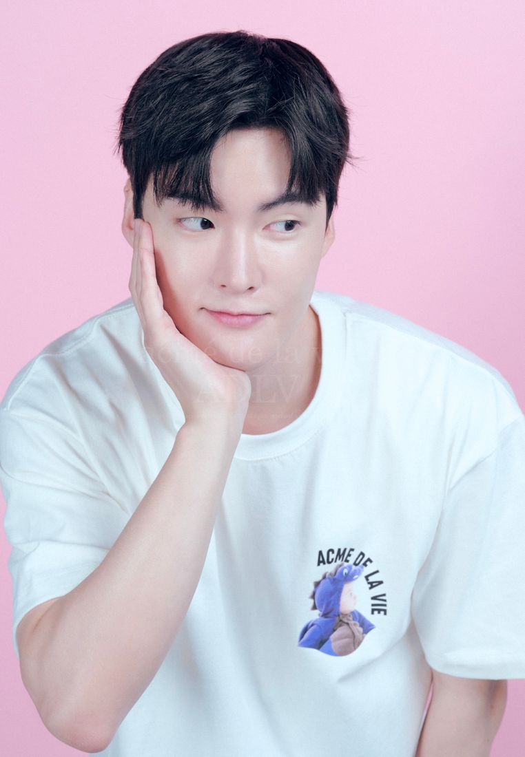 Mini Baby Face Purple Dinosaur Short Sleeve T-Shirt Cream