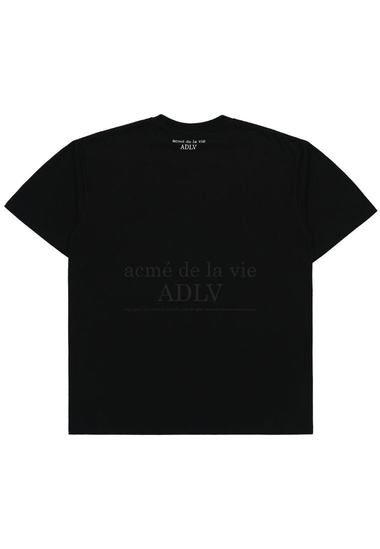 Mini Baby Face Purple Dinosaur Short Sleeve T-Shirt Black