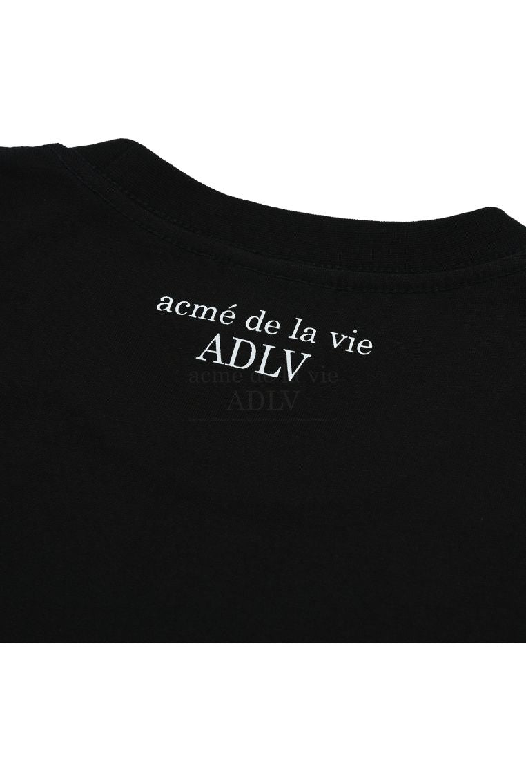 Mini Baby Face Purple Dinosaur Short Sleeve T-Shirt Black