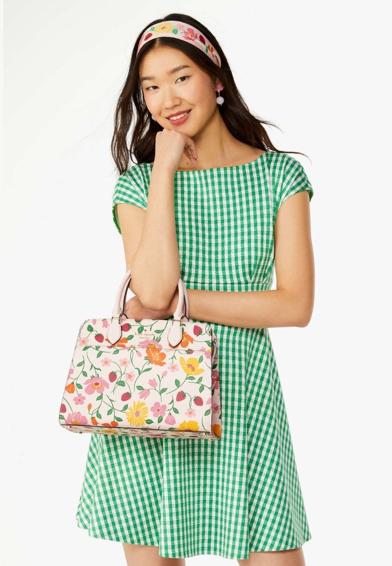 Madison Strawberry Garden Printed Medium Satchel Pink Multi