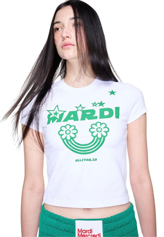 Cropped Tshirt Rainbow White Green