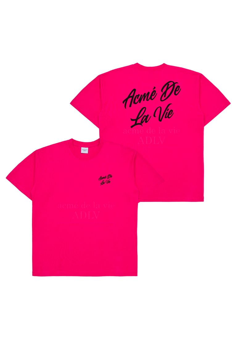 Script Logo Printing Short Sleeve T-Shirt Pink