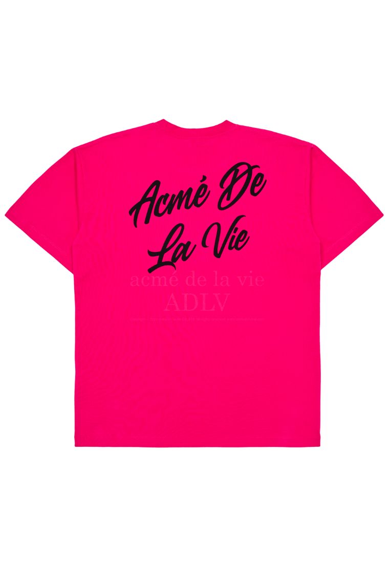 Script Logo Printing Short Sleeve T-Shirt Pink
