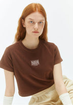 W CLASSIC LOGO Terry Crop Tee Brown