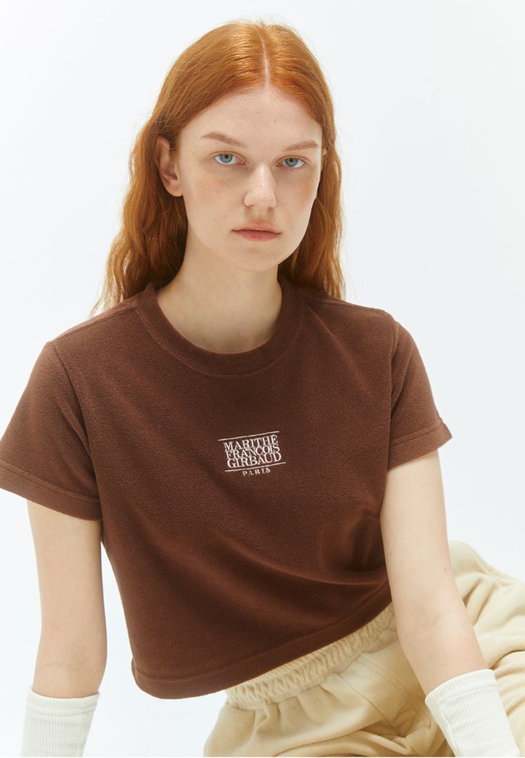 W CLASSIC LOGO Terry Crop Tee Brown