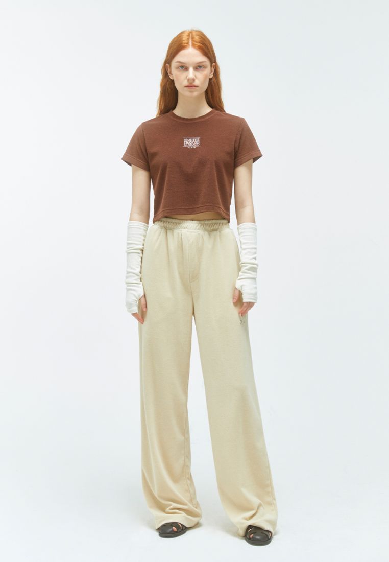 W CLASSIC LOGO Terry Crop Tee Brown