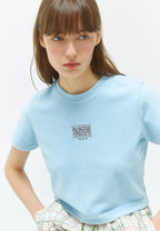 W CLASSIC LOGO Terry Crop Tee Sky Blue