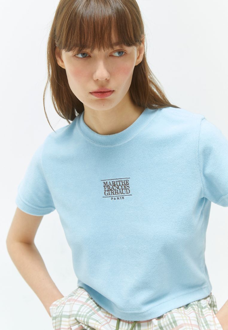 W CLASSIC LOGO Terry Crop Tee Sky Blue