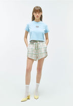 W CLASSIC LOGO Terry Crop Tee Sky Blue