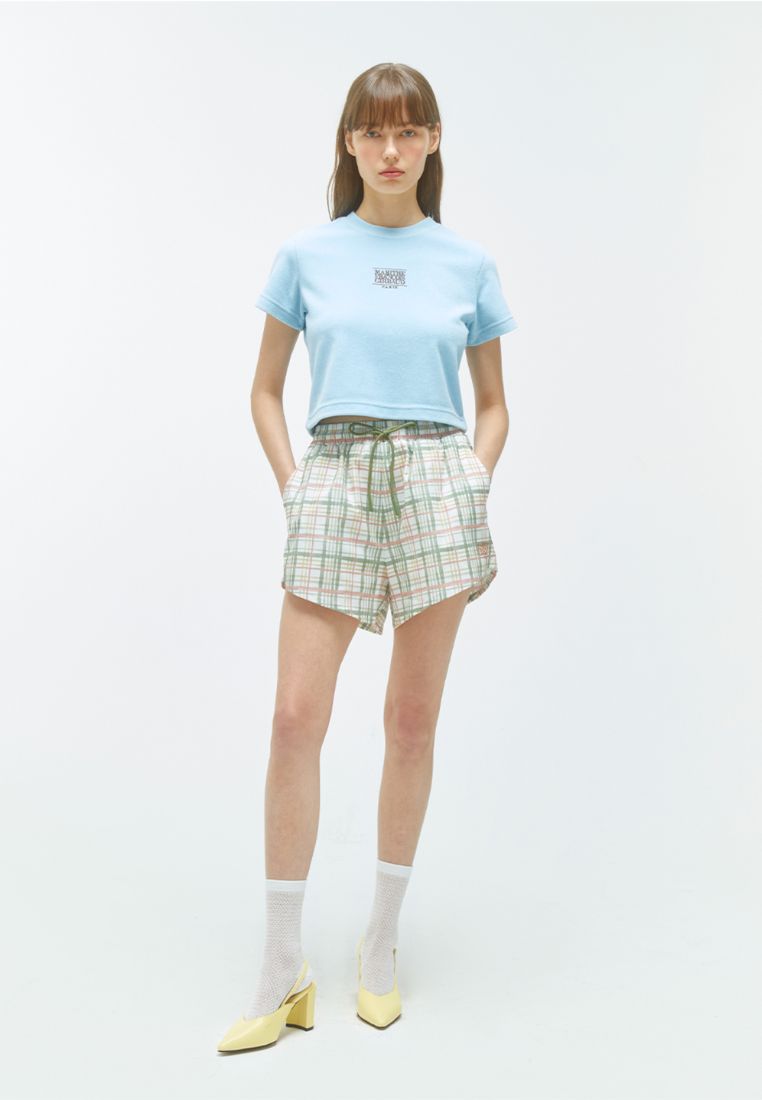 W CLASSIC LOGO Terry Crop Tee Sky Blue