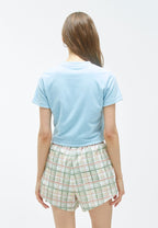 W CLASSIC LOGO Terry Crop Tee Sky Blue