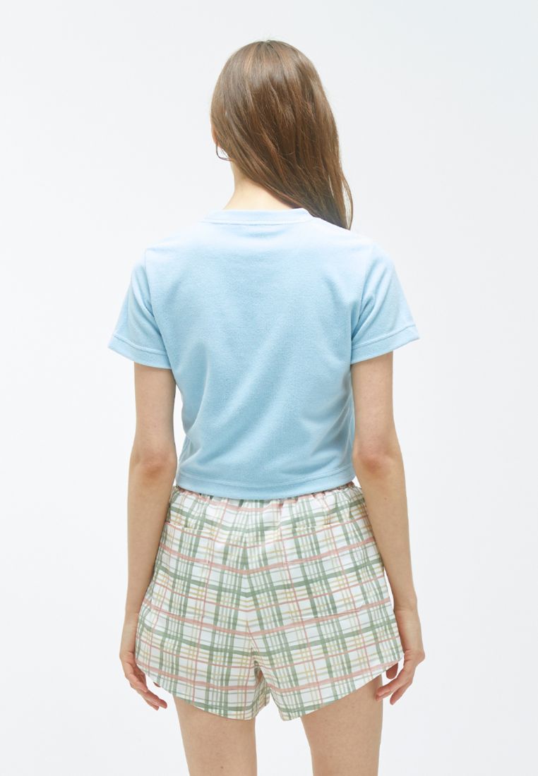 W CLASSIC LOGO Terry Crop Tee Sky Blue