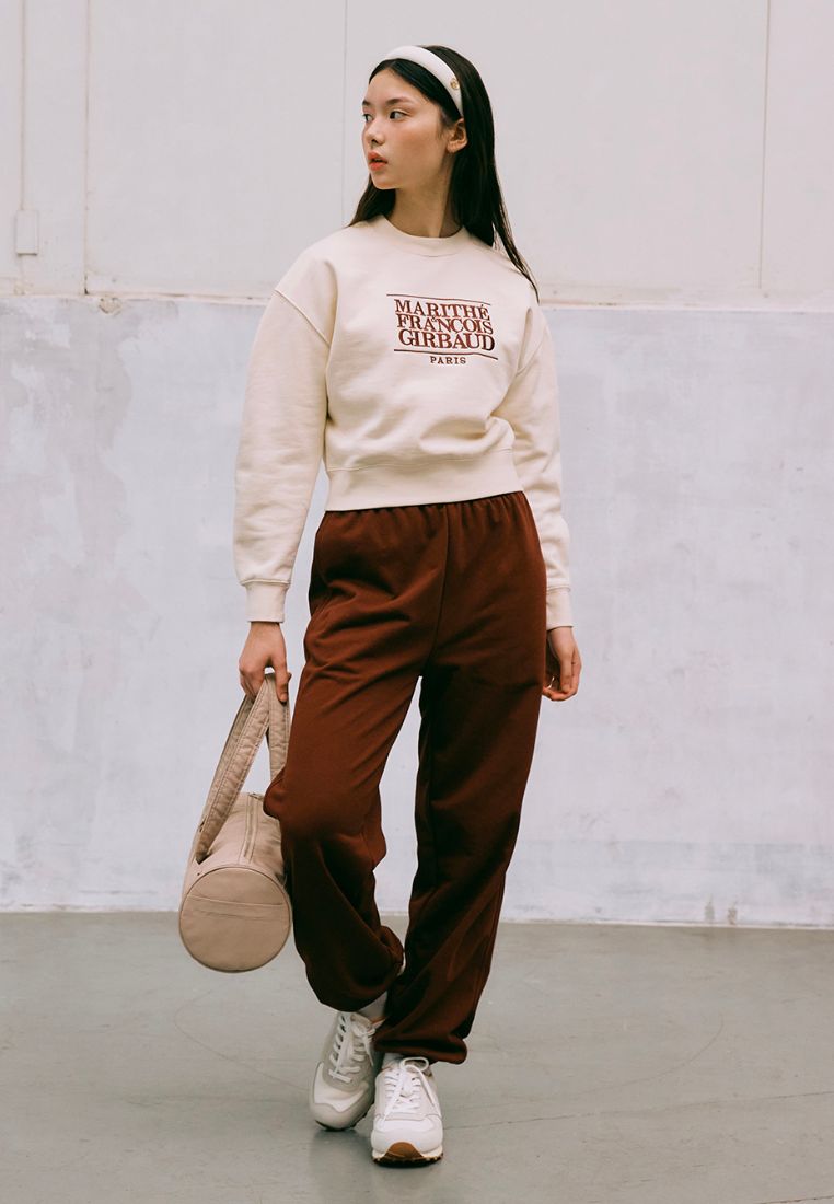 W Classic Logo Crop Sweatshirt Ivory