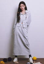 W Circle Logo Crop Hoodie Zipup Light Heather Gray