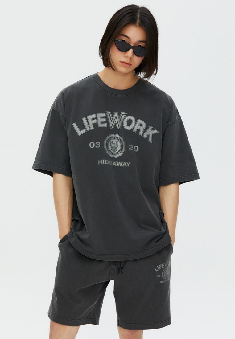 Pigment Varsity T-Shirt Charcoal Grey