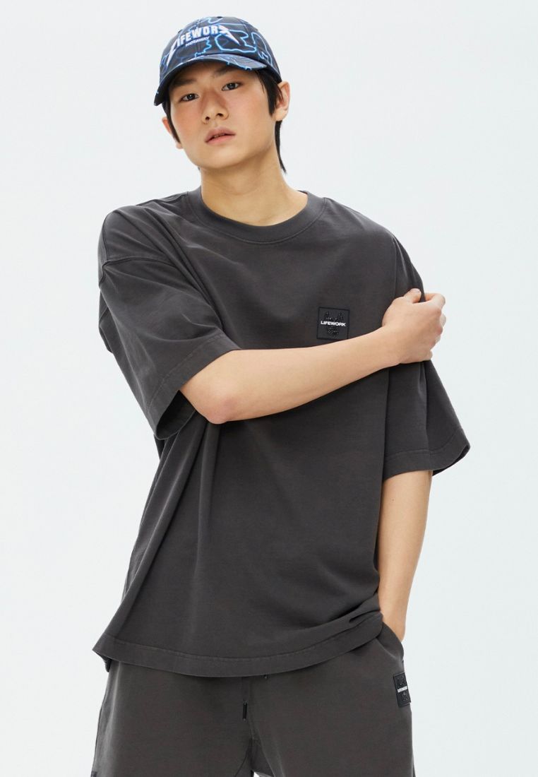 Square Wappen Pigment T-Shirt Charcoal Grey