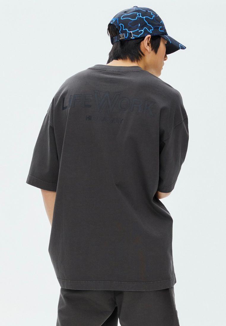Square Wappen Pigment T-Shirt Charcoal Grey