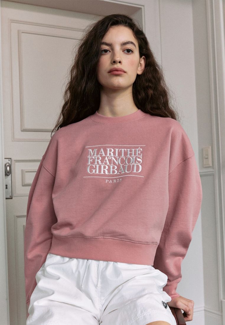 W Classic Logo Crop Sweatshirt Pink