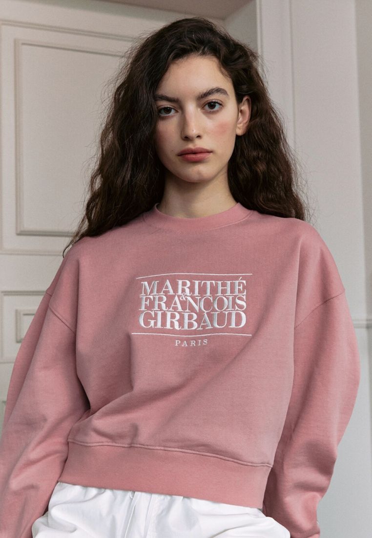 W Classic Logo Crop Sweatshirt Pink