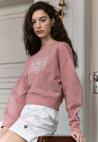 W Classic Logo Crop Sweatshirt Pink