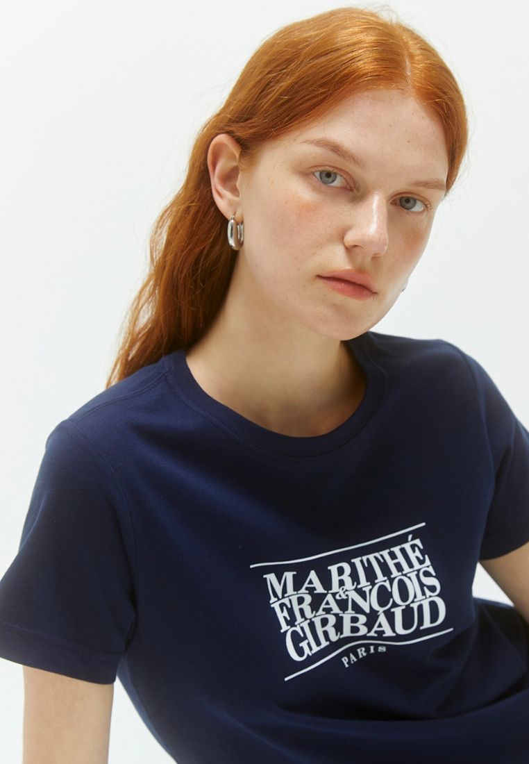 W Classic Logo Crop Tee Navy