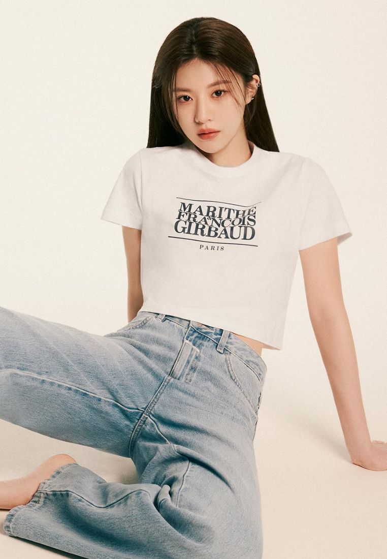 W Classic Logo Crop Tee White