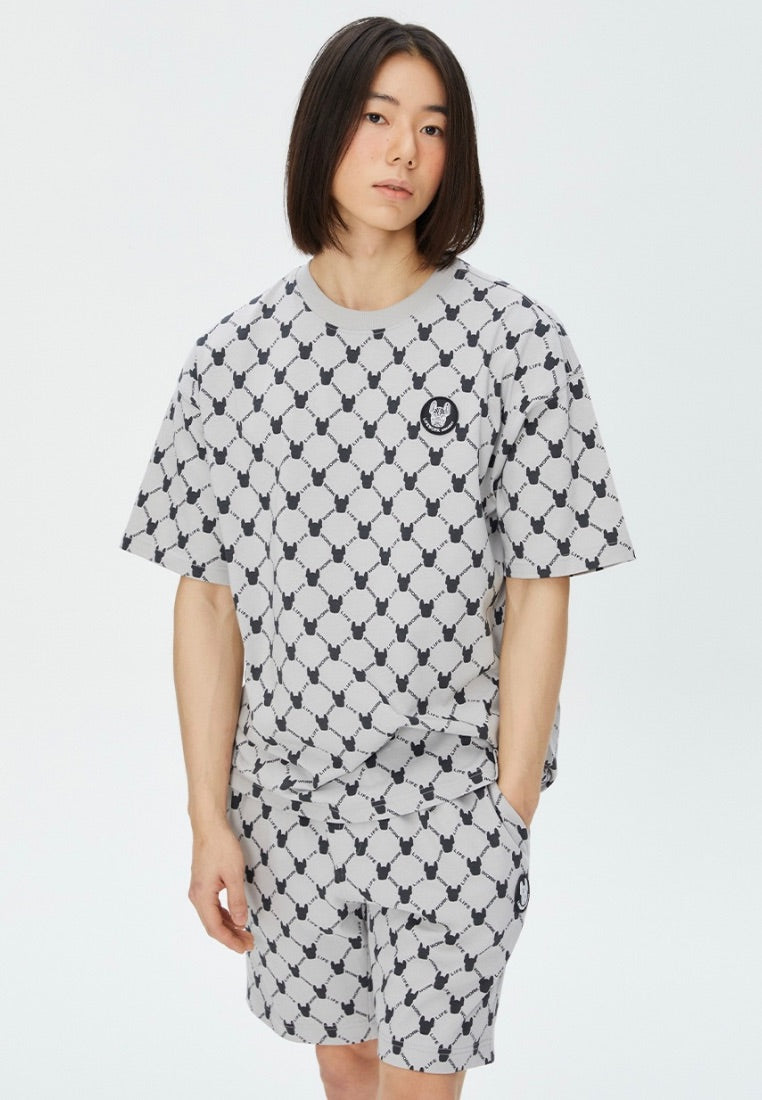 Monogram Pattern T-Shirt Light Grey