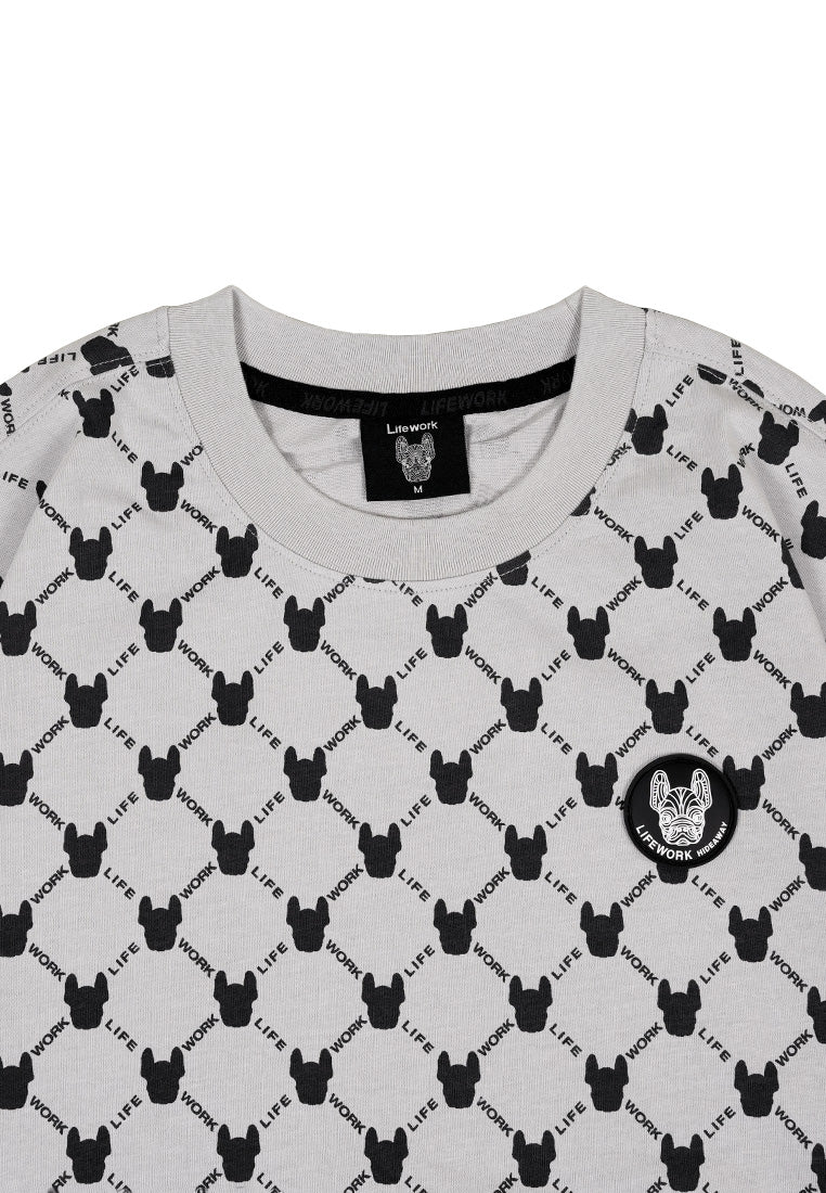Monogram Pattern T-Shirt Light Grey