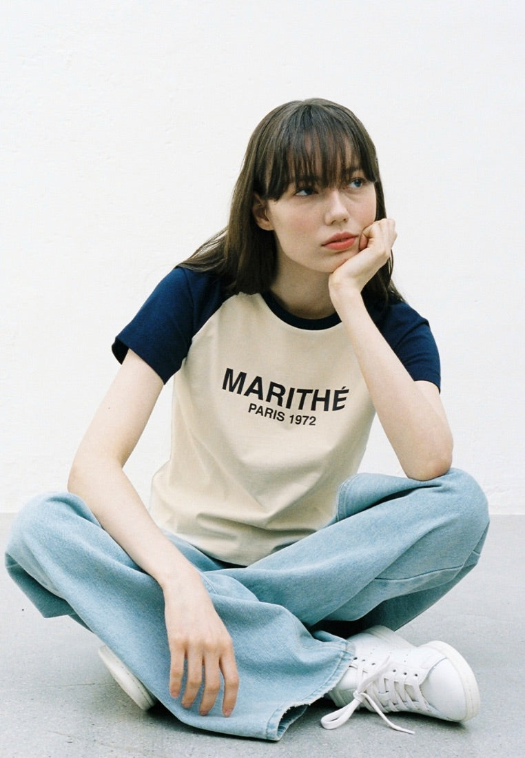 W Raglan Regular Logo Tee Navy