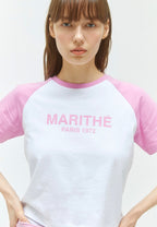 W Raglan Regular Logo Tee Pink