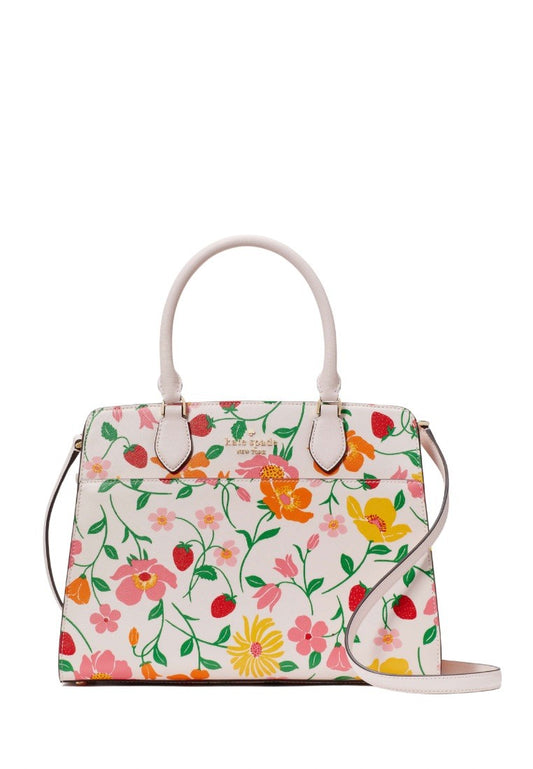 Madison Strawberry Garden Printed Medium Satchel Pink Multi