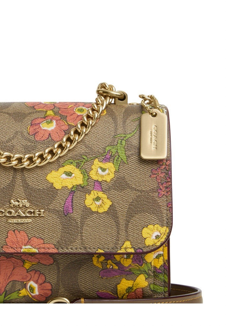 Mini Klare Crossbody In Signature Canvas With Floral Print Khaki Multi