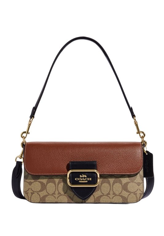 Morgan Shoulder Bag In Colorblock Signature Canvas Khaki Multi