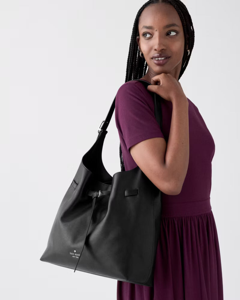 454 Belted Large Shoulder Bag Black