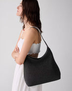 454 Straw Large Shoulder Bag Black