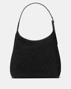 454 Straw Large Shoulder Bag Black