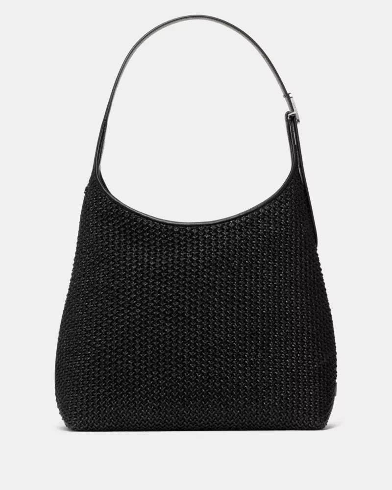 454 Straw Large Shoulder Bag Black