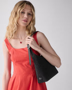 454 Straw Small Shoulder Bag Black