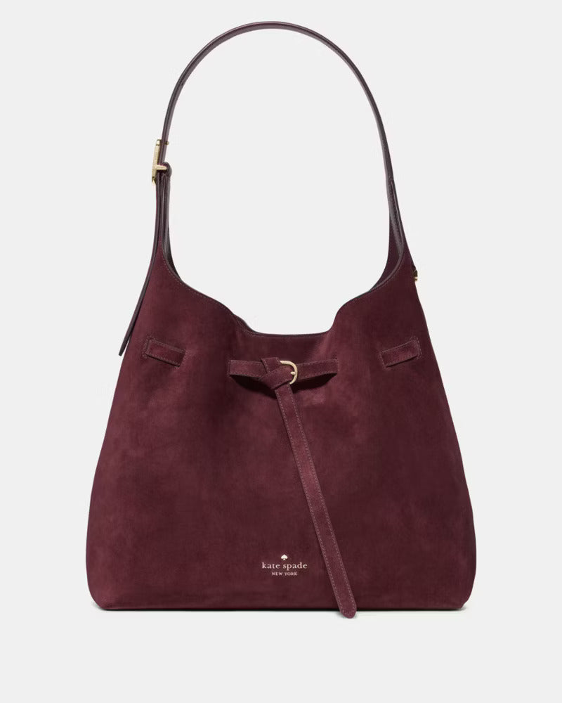 454 Suede Belted Large Shoulder Bag Grenache