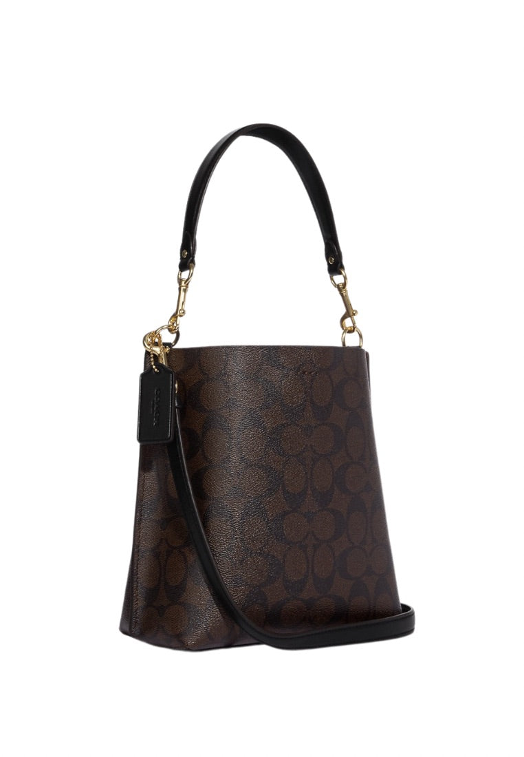 Mollie Bucket Bag 22 In Signature Canvas Brown Black