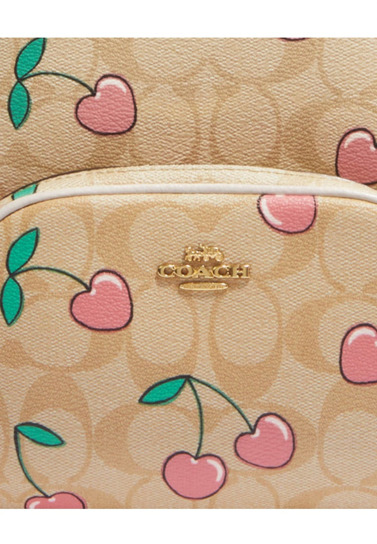 Mini Court Backpack In Signature Canvas With Heart Cherry Print Light Khaki Multi